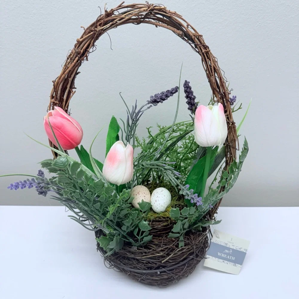 New! Target Bullseye Playground Spring Tulips Faux Floral Wreath Basket, 2026